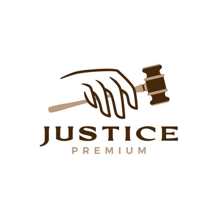 hand hold justice hammer law logo vector icon illustrationのイラスト素材
