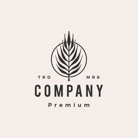 areca palm round emblem hipster vintage logo vector icon illustrationのイラスト素材