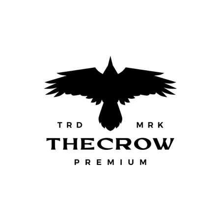 crow raven roar fly top view logo vector icon illustrationのイラスト素材