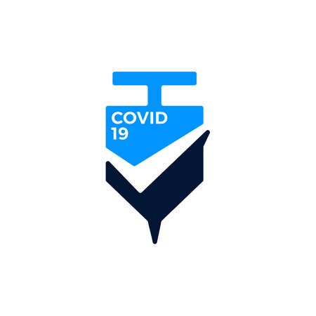 injection vaccine check i have got vaccinated covid 19 logo vector icon illustrationのイラスト素材
