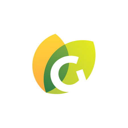 g letter leaf overlapping color   vector icon illustrationのイラスト素材