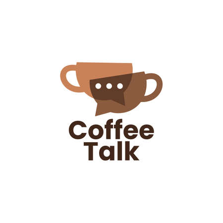 coffee talk chat bubble forum logo vector icon illustrationのイラスト素材
