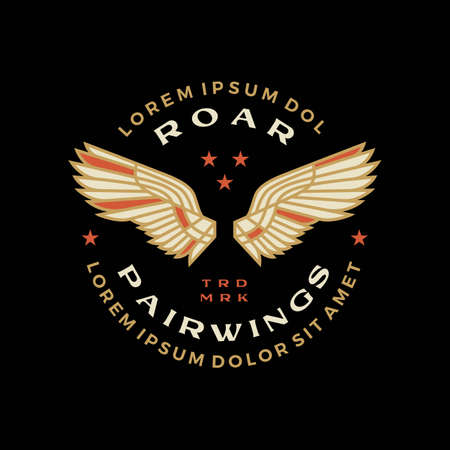 double wing badge logo vector icon illustrationのイラスト素材