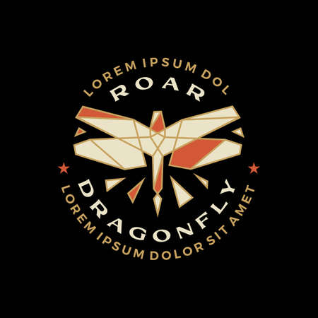 dragonfly geometric badge t shirt tee merch logo vector icon illustrationのイラスト素材