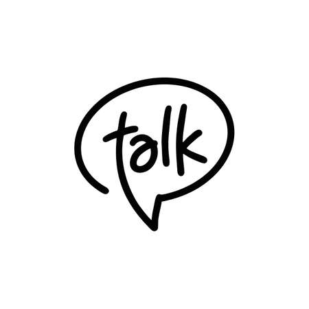 talk lettering letter mark on chat bubble logo vector icon illustrationのイラスト素材