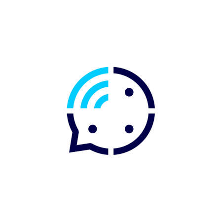 three people talk signal wireless group 3 chat bubble communication conference logo vector icon illustrationのイラスト素材