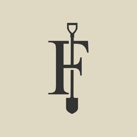 f letter shovel spade logo vector icon illustrationのイラスト素材