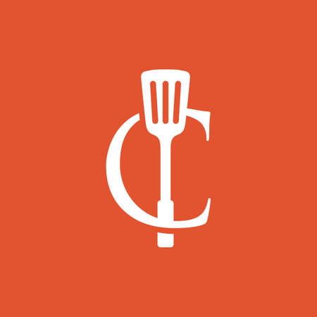 c letter spatula kitchen restaurant chef logo vector icon illustrationのイラスト素材