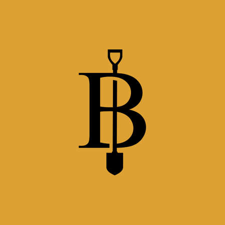 b letter shovel spade logo vector icon illustrationのイラスト素材