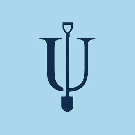 u letter shovel spade logo vector icon illustrationのイラスト素材