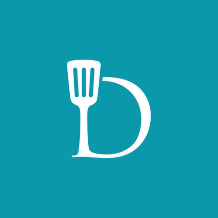 d letter spatula kitchen restaurant chef logo vector icon illustrationのイラスト素材
