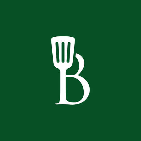 b letter spatula kitchen restaurant chef logo vector icon illustrationのイラスト素材