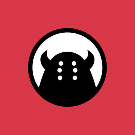 monster head in round emblem logo vector icon illustrationのイラスト素材