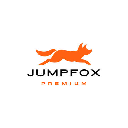 jumping fox quick brown flat simple logo vector icon illustrationのイラスト素材