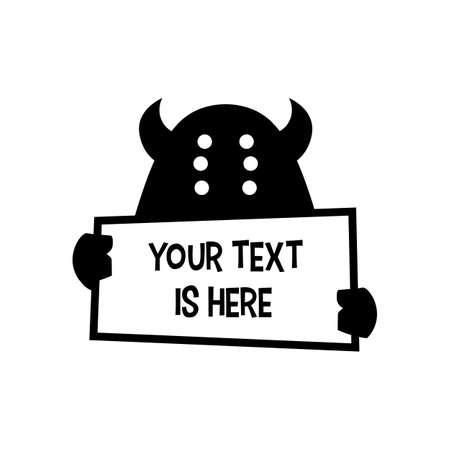 monster holding paper text sign logo vector icon illustrationのイラスト素材