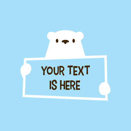 polar bear holding paper text sign logo vector icon illustrationのイラスト素材