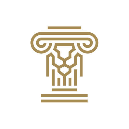 lion pillar law ionic column logo vector icon illustrationのイラスト素材