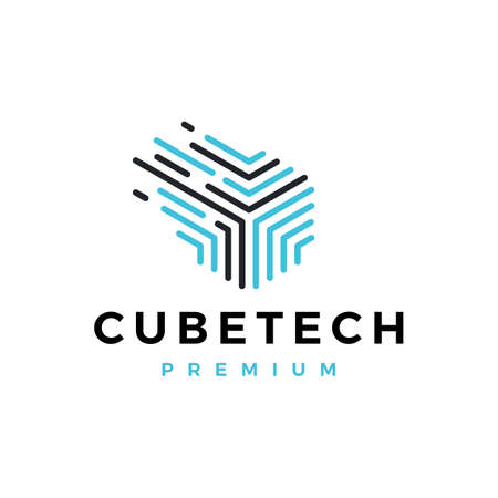 cube tech dash digital abstract logo vector icon illustrationのイラスト素材