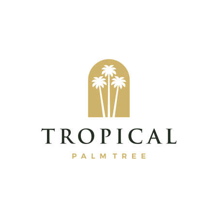 bohemian palm tree niche door logo vector icon illustrationのイラスト素材