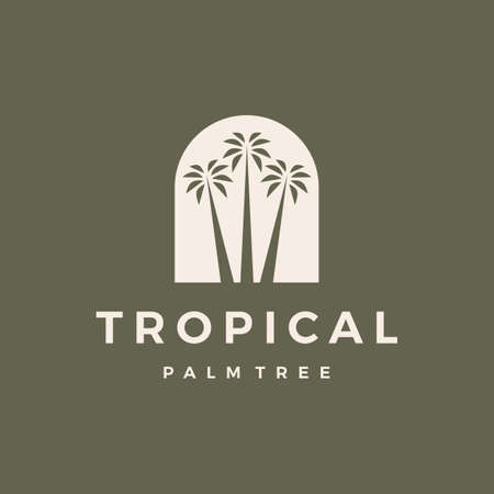 bohemian palm tree niche door logo vector icon illustrationのイラスト素材