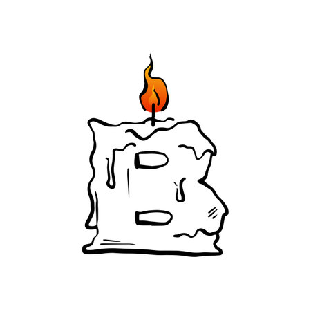 b letter candle birthday party uppercase mark fire light logo vector icon illustrationのイラスト素材