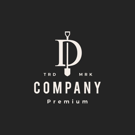 d letter mark shovel spade hipster vintage logo vector icon illustrationのイラスト素材