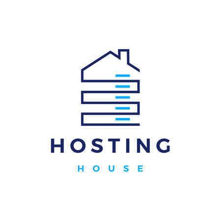 house home hosting server cloud data storage logo vector icon illustrationのイラスト素材