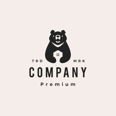 moon black bear house home mortgage real estate architecture vietnam hipster vintage logo vector icon illustrationのイラスト素材