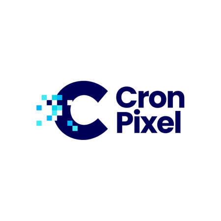 c letter pixel mark digital 8 bit logo vector icon illustrationのイラスト素材