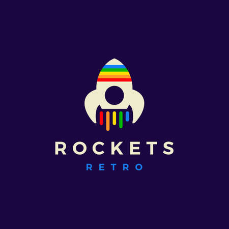 Retro Rocket Logo Vector icon illustrationのイラスト素材