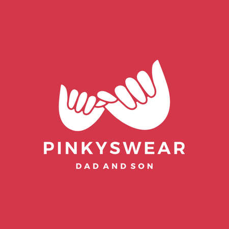 pinky swear promise dad and son daughter little finger hand logo vector icon illustrationのイラスト素材