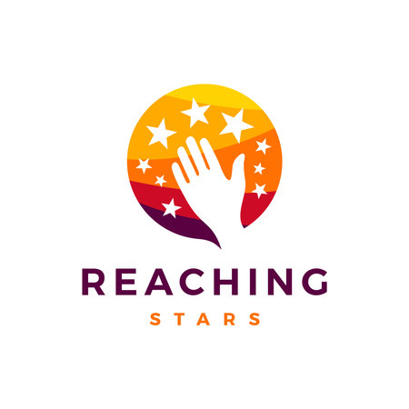 hand reaching star dream logo vector icon illustrationのイラスト素材