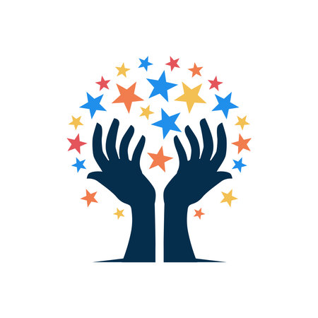 tree hand reaching star dream logo vector icon illustrationのイラスト素材