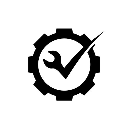 Service Check Wrench Gear Cogs Logo vector Icon Illustrationのイラスト素材