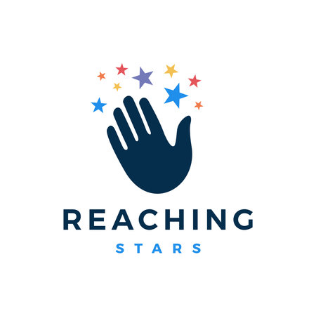 hand reaching star dream logo vector icon illustrationのイラスト素材
