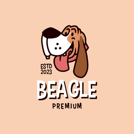 beagle dog head retro cartoon logo vector illustrationのイラスト素材