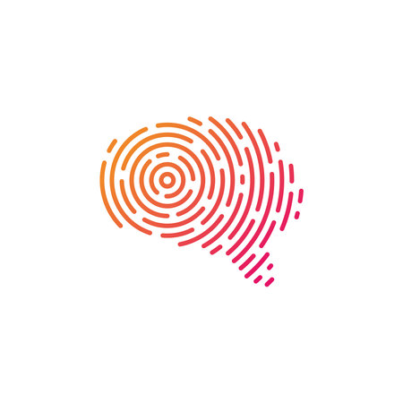 brain finger print fingerprint lock secure security logo vector icon illustrationのイラスト素材