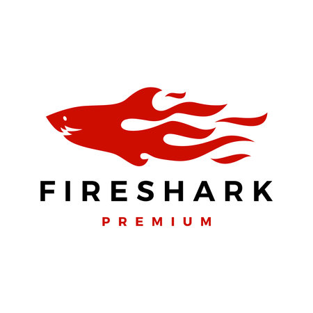 shark fire flame logo vector icon illustrationのイラスト素材