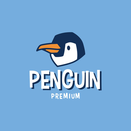 penguin head retro cartoon logo vector illustrationのイラスト素材