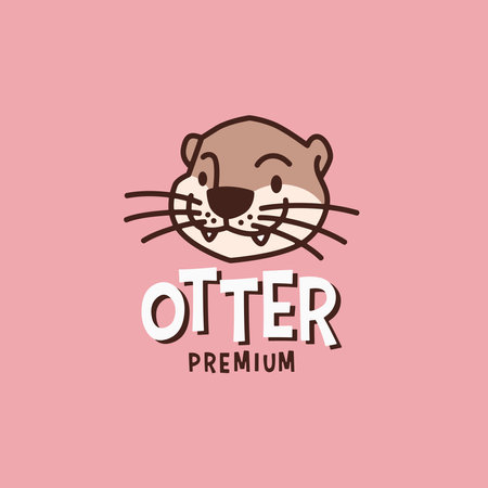 otter head retro cartoon logo vector illustrationのイラスト素材