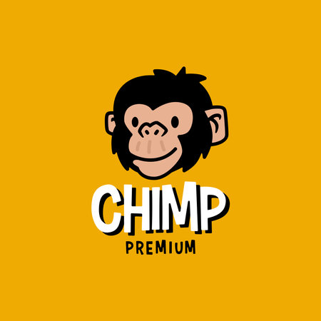 monkey chimp head retro cartoon logo vector illustrationのイラスト素材