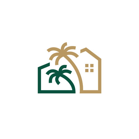 palm house tree home logo vector icon illustrationのイラスト素材