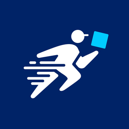 quick fast delivery man dash logo vector icon illustrationのイラスト素材