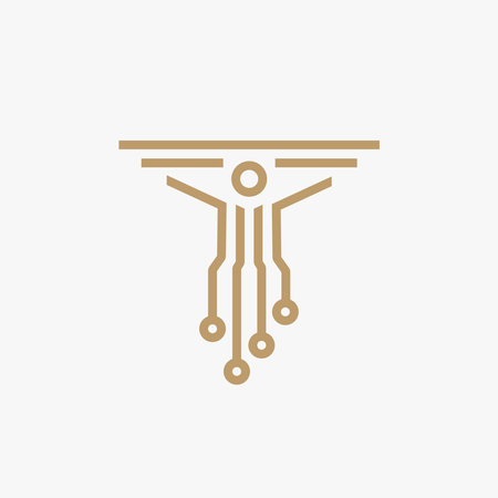 Human People Law Pillar tech technology Logo Vector Icon Illustrationのイラスト素材