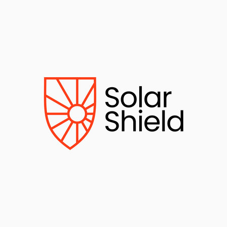 Solar Sun Shield Guard Protector Security Logo Vector Icon Illustrationのイラスト素材