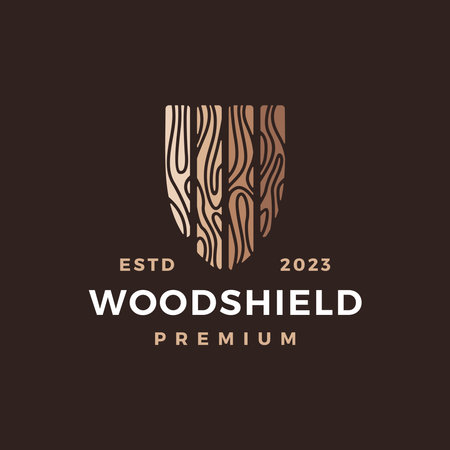 wood shield woodshield protection security guard logo vector icon illustrationのイラスト素材