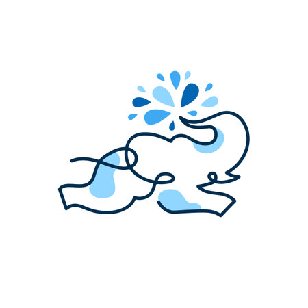 elephant water songkran festival logo vector illustrationのイラスト素材