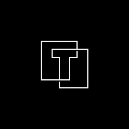 Letter T Lettermark Initial Overlapping Outline Square Logo Vector Icon Illustrationのイラスト素材