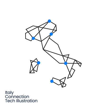 Italy Connection Tech Technology Geometric Polygonal Logo Vector Icon Illustrationのイラスト素材