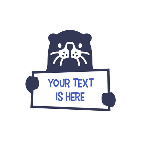 Sea Otter Hold Paper Sign Logo Mascot Vector Icon Illustrationのイラスト素材